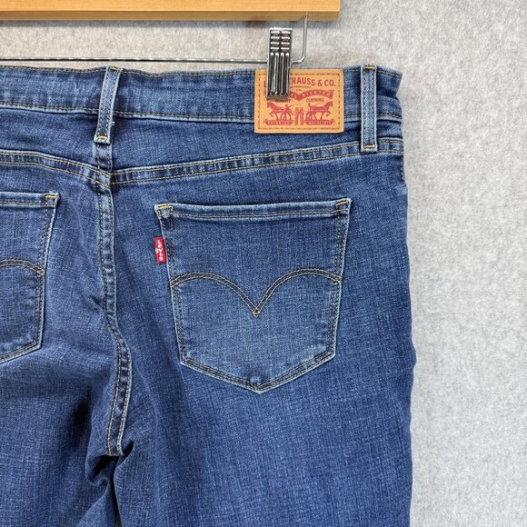 Levi's Womens 711 Skinny Dark Blue Denim Jeans Casual Distressed Raw Hem Size 30 - Picture 7 of 15